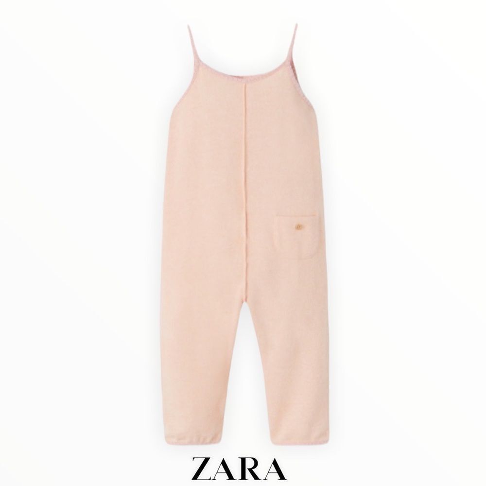 Zara Kids Pink Soft Touch Jumpsuit NWT Contrast Piping Romper - Picture 2 of 4